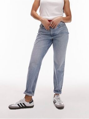 Topshop Acid Wash Light Blue Mom Jeans 30